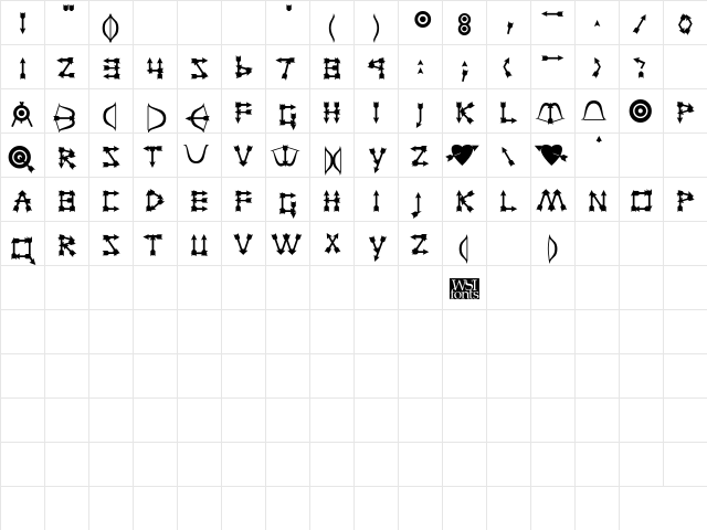 ArcheryDisplay Bold  glyph index