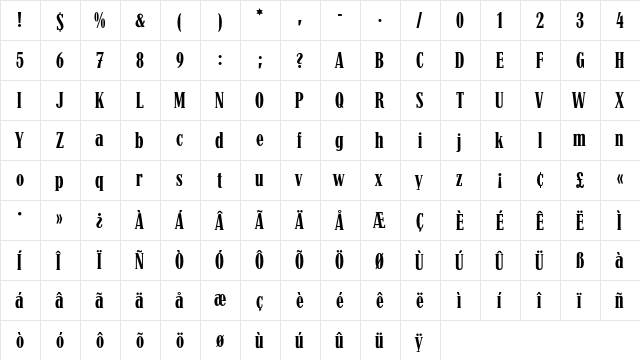 CandidaEF MediumCond  glyph index