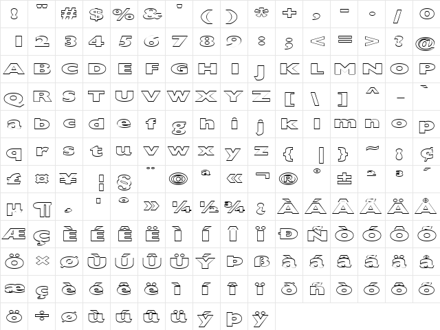FZ BASIC 57 HOLLOW EX Normal  glyph index