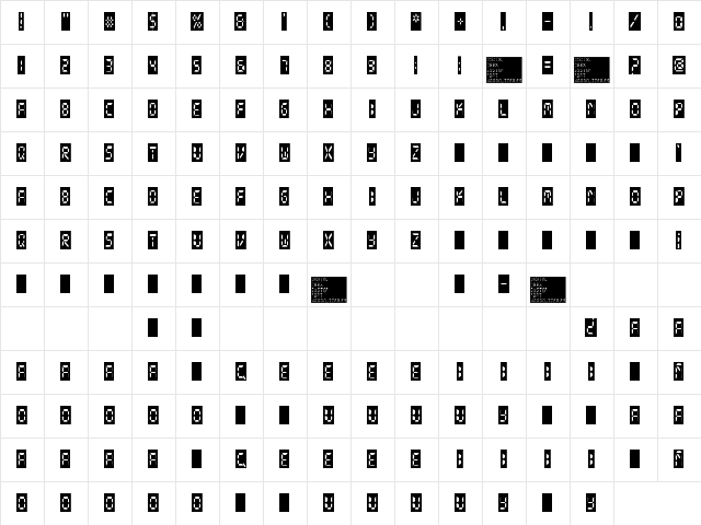digital dark system Regular  glyph index