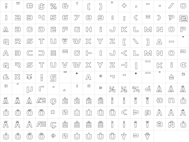 Eurofighter Outline Outline  glyph index