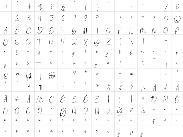 stoner Regular  glyph index