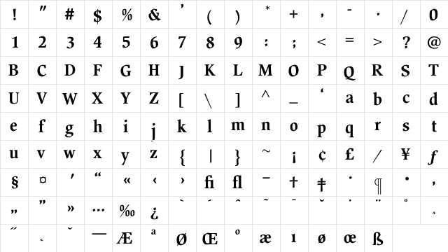 BeckenhamBold Regular  glyph index