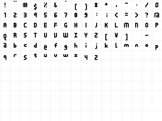 D3 Beatmapism Neo Regular  glyph index