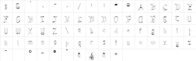 KingdomOutline Regular  glyph index