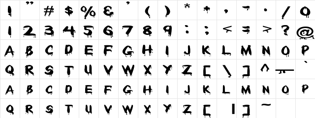 Paintdrips Regular  glyph index