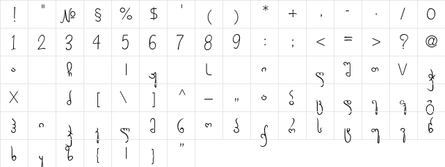 Naniko Regular  glyph index