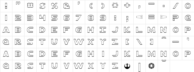 Jedi Hollow Normal  glyph index