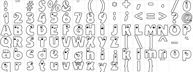 AnniesPeepers Regular  glyph index