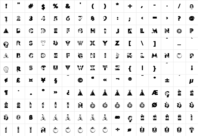 Fonture Regular  glyph index