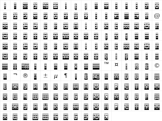 a_FuturaOrtoTitulCmGrd Regular  glyph index