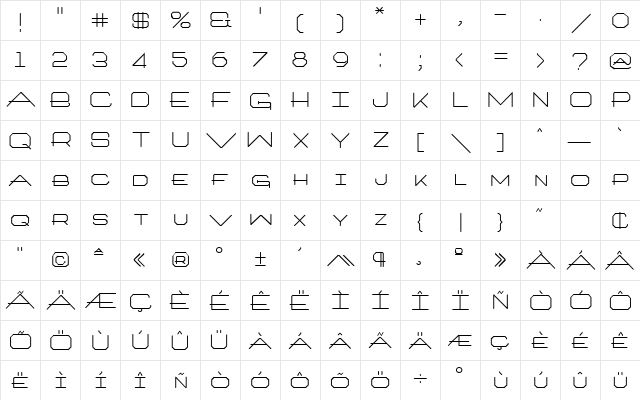 Trooklern Regular  glyph index