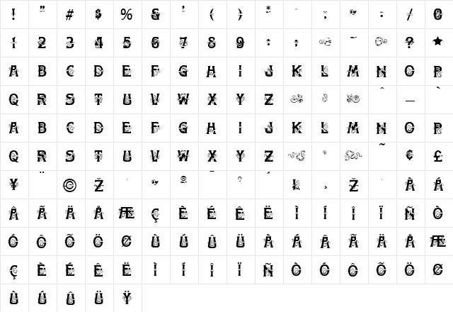 Fillet Regular  glyph index