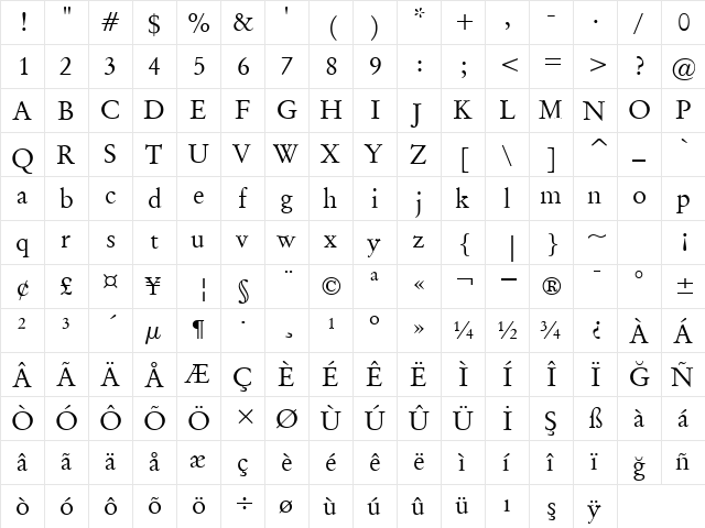 00515 Regular  glyph index