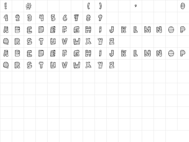 loco tv Regular  glyph index