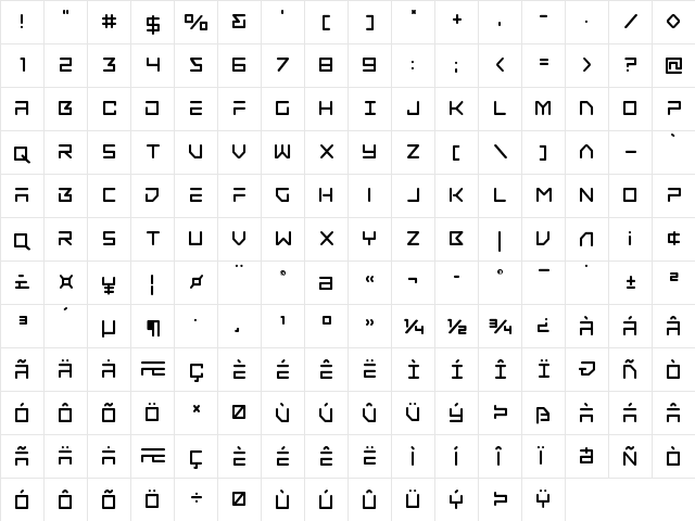 Tempest Apache Regular  glyph index