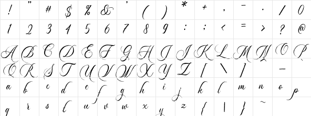 Dayland Regular  glyph index
