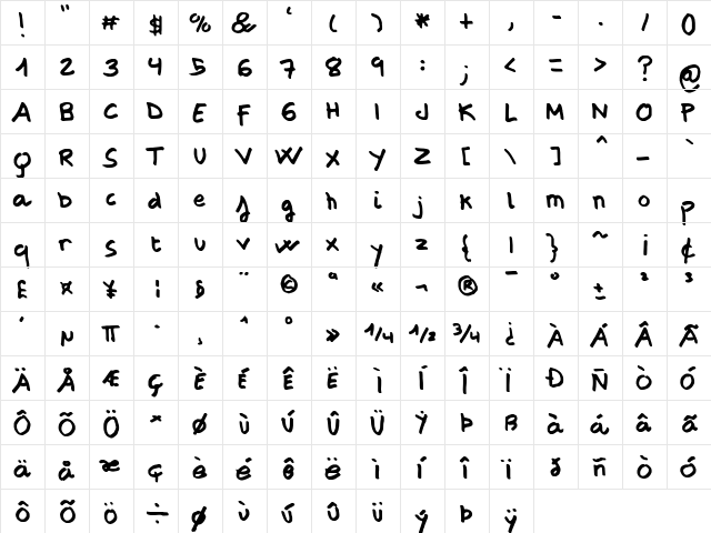 FG Quintus Regular  glyph index