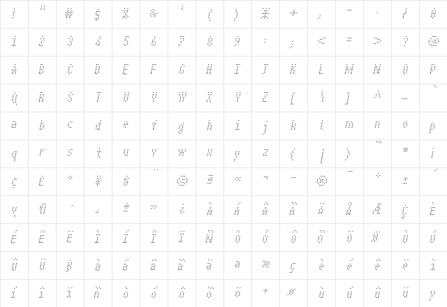IDE Medium Italic  glyph index