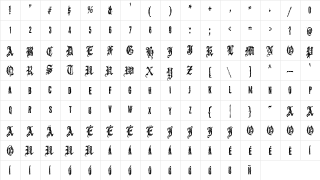 5 Regular  glyph index