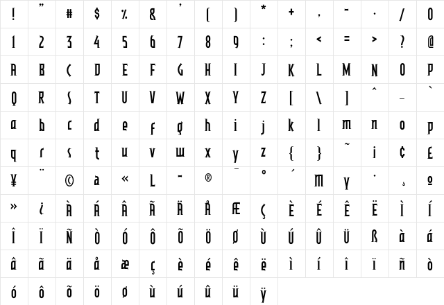 Konfactur-One Regular  glyph index