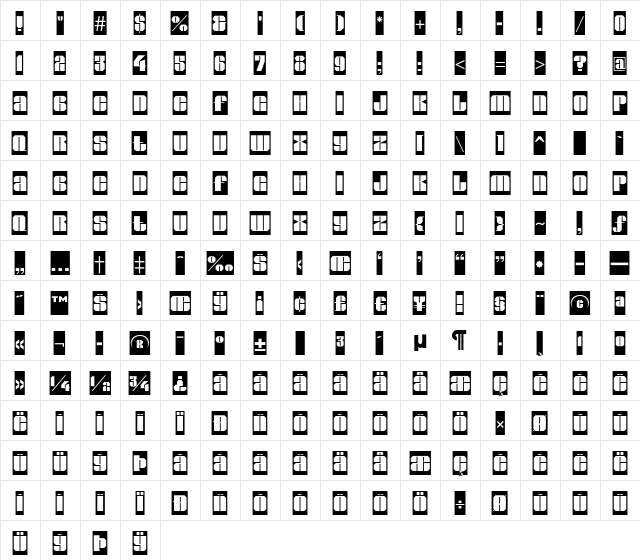 a_GladeCm Regular  glyph index
