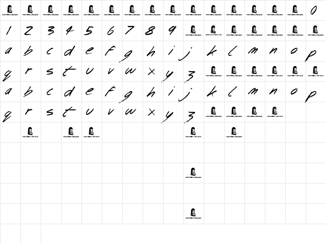 Lingo Regular  glyph index