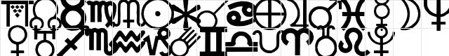 AstroDings Regular  glyph index