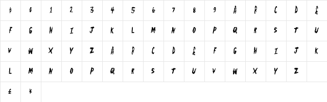 FleshShop Regular  glyph index