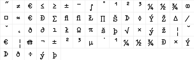 Elementa Expert Bold  glyph index