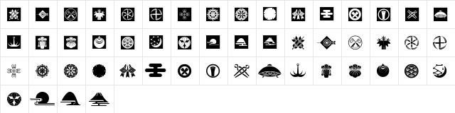 Oriental Icons III Regular  glyph index