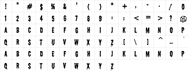 Cold Blood Regular  glyph index