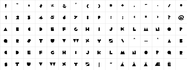 ALDO SANS Regular  glyph index