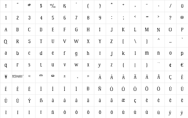 McFood Poisoning 5 Regular  glyph index