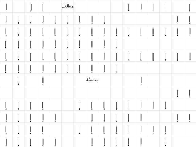 Woodcutter barcode Regular  glyph index
