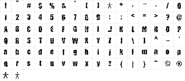 BN BenWitch Project Regular  glyph index