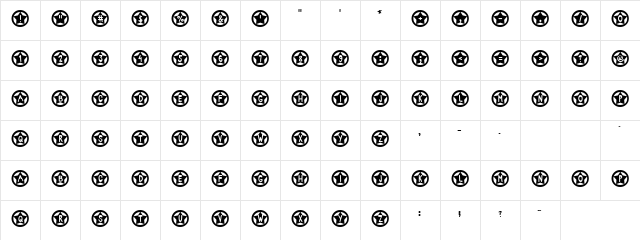 Weary Black Regular  glyph index