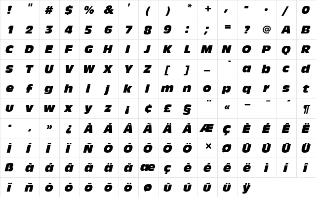 Antique Olive T Ro1 Regular  glyph index