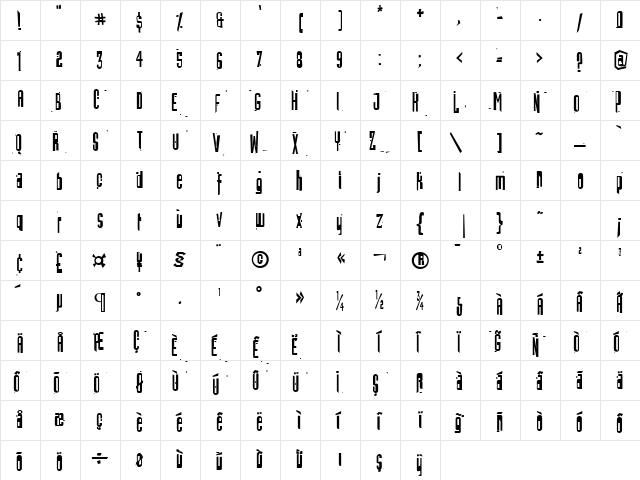 TR Batmos Regular  glyph index
