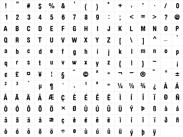 ContextRoundedCondSSK Bold Italic  glyph index