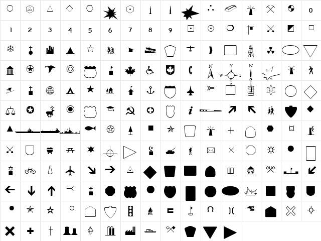 Carta Medium  glyph index
