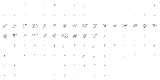 Esmetralda  Free Personal Use Regular  glyph index
