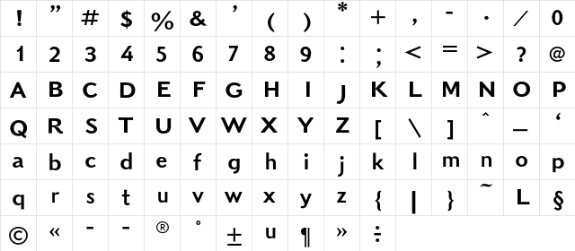 KudrashovSansC Regular  glyph index