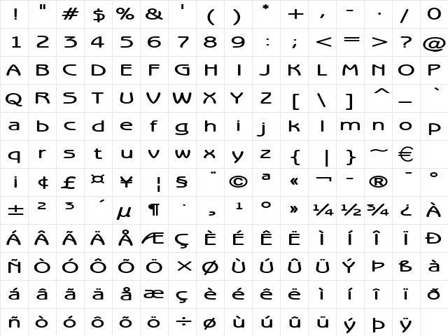 BeagleExtended Bold  glyph index