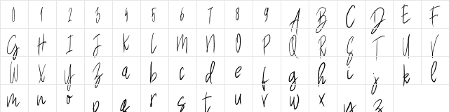 Dreamer Regular  glyph index