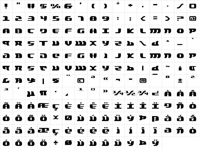 Lord of the Sith Regular  glyph index
