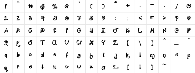 Lindsay Disco Regular  glyph index
