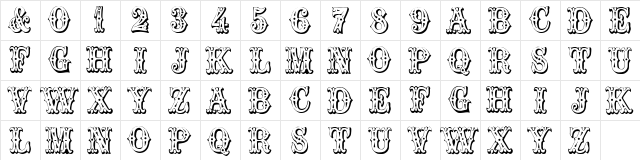 Trocadero Regular  glyph index