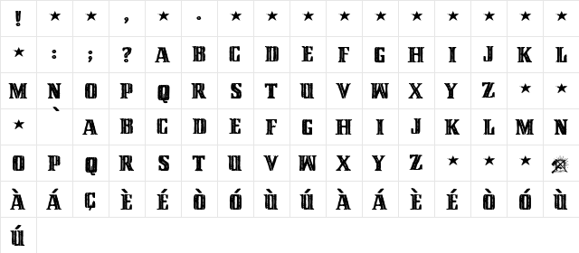 Cinquenta Mil Meticais Regular  glyph index