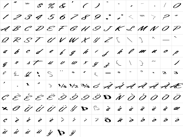 FinalMandate77 Regular  glyph index